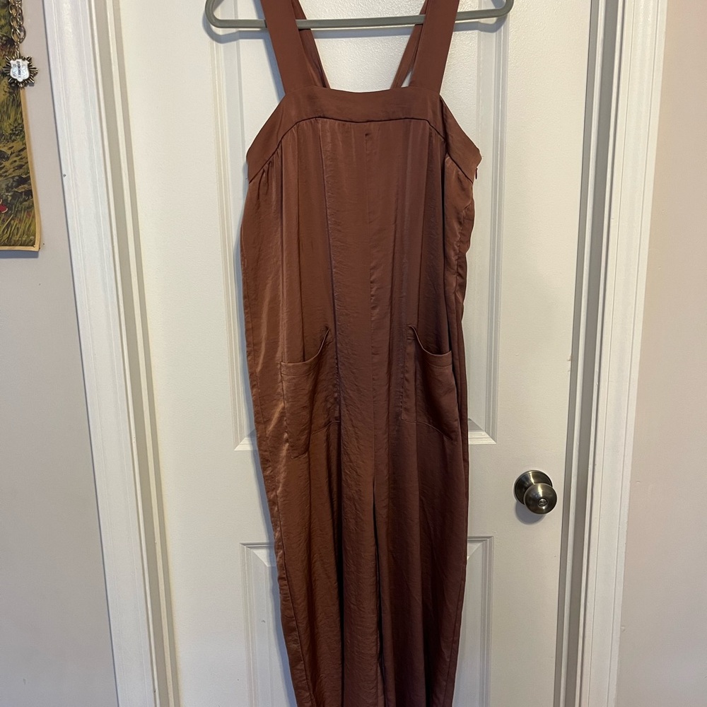 Satin brown overalls by Line and dot